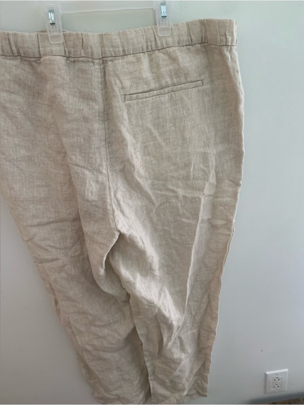 H&M 100% Linen Drawstring Relaxed Pants - Neutral Beige small/ medium - Picture 6 of 8